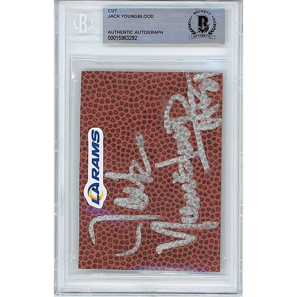 Jack Youngblood Autographed Football Cut Los Angeles Rams Beckett Authentic Slab - Picture 2 of 5
